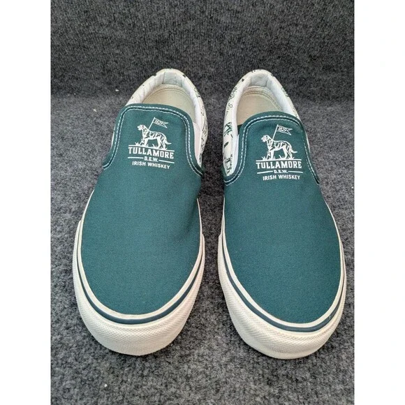 Tullamore Whiskey Slip On Skateboard Shoes Size 10 Green & White Excellent Cond. - Picture 1 of 16